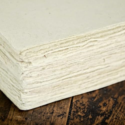 Kathmandu Valley Co. Handmade Lokta Card Stock A5, Deckle Edge, 100 Sheets