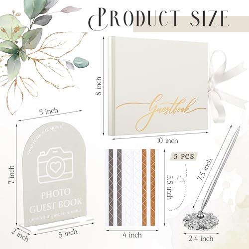 Affrolling Wedding Guest Book Set, Memory Photo Guest Book,Ivory - color: Ivory
