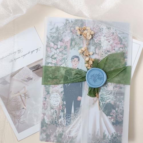 Pollize 50Pcs Wax Seal Stickers, Wedding Invitation Envelope Stickers - color: Blue