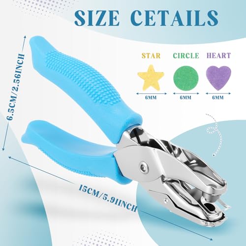 Zonon 3 Pcs Round Heart Star Blue Hole Punchers - color: Blue, style: Round Heart Star