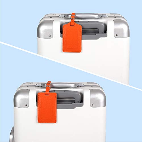 Vigorport Luggage Tags, Leather Personalized Suitcase Tag Set of 4 Pack - color: Orange