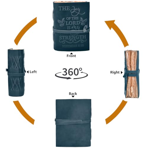 LEATHER VILLAGE Christian Leather Journal Joy Verse, Navy Blue 7x5. - color: Blue