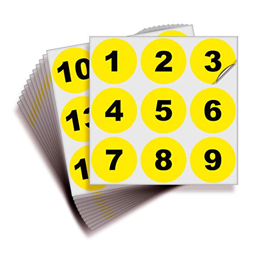 iSYFIX Yellow Consecutive Number Stickers, 1 to 100, 2 Inch, 1 Set - color: Yellow, size: 2-inch