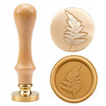 Fern Leaf Wax Seal Stamp, Floral Botanical Theme Brass Stamp with Wooden Handle - color: Fern Leaf