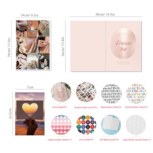 Soft Blush All-in-One Vision Board Kit, 540 Pre-Cut Cards, 30 Sheets - color: Pink