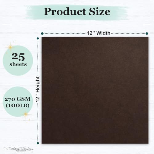 Cardstock Warehouse Pop-Tone Hot Fudge Brown Cardstock Paper – 25 Sheets, 12 x 12" - 100 lb / 270 GSM Premium Brown Card Stock for Die-cutting, Crafts, Scrapbooking, Card Making and DIY Projects - color: Hot Fudge Brown