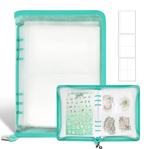 A5 Sticker Storage Organizer Binder Collecting Book Album, Cyan - color: Cyan
