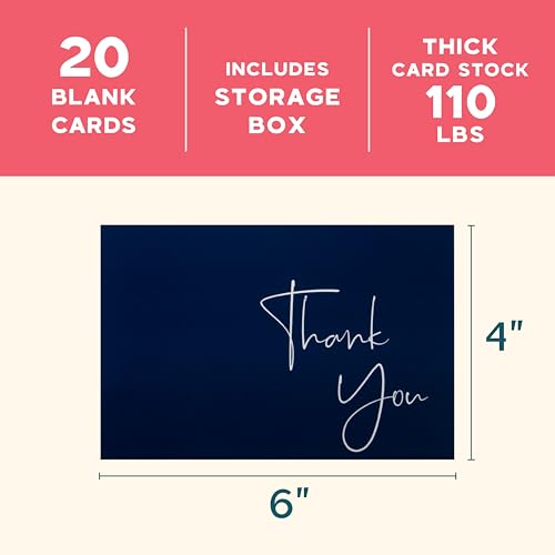 VNS Creations Thank You Cards With Envelopes - 50 Pack 3.5 x 5 - Navy Blue - color: Navy Blue, size: 20 Pack - 4" x 6"