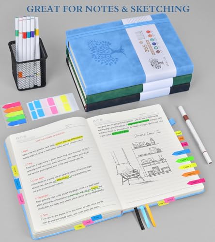 A5 Lined Journal Notebook - 365 Page Leather Journals for Writing Women & Men，Hardcover Notebook with 100Gsm Thick Pages，Daily Diary for Travel, Work，School，Note Taking，College Ruled (5.9" x 8.5") - color: Blue, size: A5