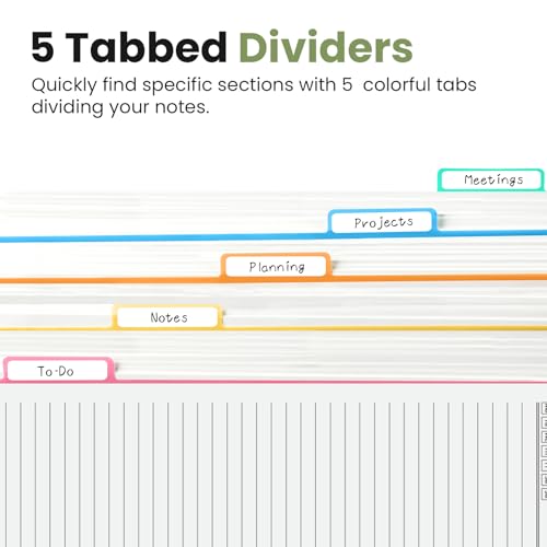 Taja Cute Large Spiral Lined Notebook for Work with 5 Removable Dividers - color: F-Enchanted Grove