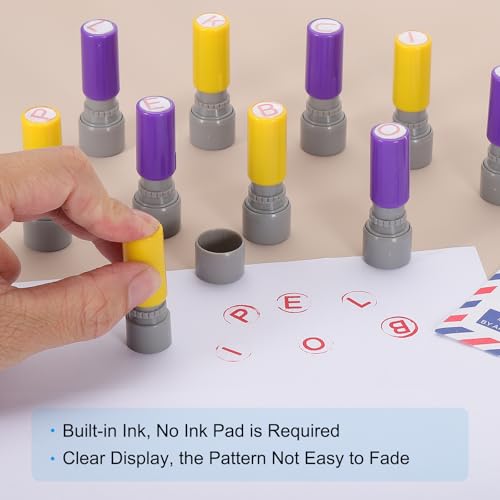PATIKIL Letter Stamps Self Inking, Character S 7mm Alphabet Teacher Stamp Initial Stamp Mini Ink Stamp with Refill Ink for Class Notebook Scrapbooking DIY Craft, Yellow Shell - style: Letter S
