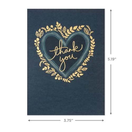Hallmark Bulk Thank You Cards, Assorted 48-Pack (Foil Hearts and Flowers)