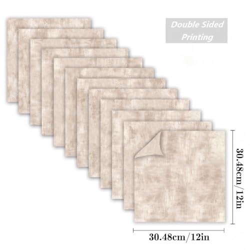 24 Sheets 12x12 Scrapbook Paper Vintage Double-Sided Decorative Patterned | 90 lb/160 gsm Retro Aeshetic Scrap Book Paper for Junk Journal, Decoupage, Card Making, Scrapbooking, DIY Craft Supplies - color: Beige