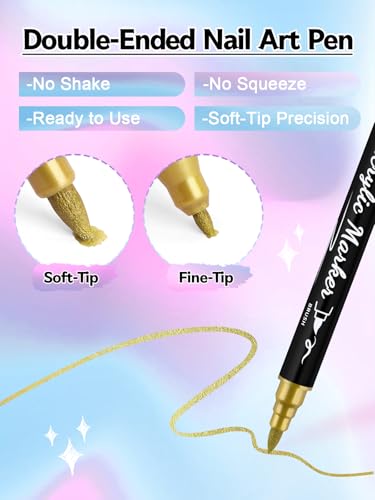 EBANKU 36 Colors Nail Art Pens Set, Christmas Nail Polish Pens Quick-Drying Nail Art Markers Acrylic Paint Nail Point Graffiti Dotting Liner Pen No Squeeze Needed - color: 36P