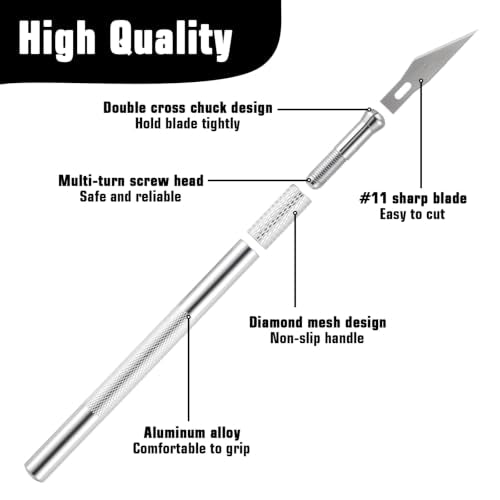 50 PCS Exacto Knife Set, Precision Craft Knife Set with Aluminum Handles, Hobby Knives Kit for Cutting, Carving, Trimming, Scrapbooking, Stencil, DIY Projects (Silver)