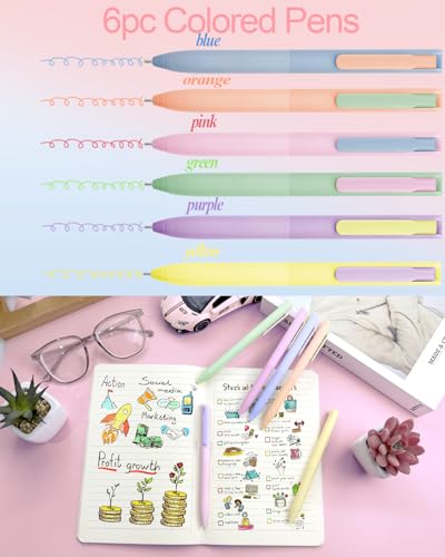 JIZHIYUAN 53PC Aesthetic School Supplies with Pink Pencil Case for Students - color: Multicolor，Black