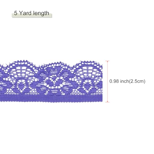MECCANIXITY Lace Trim Vintage Crochet 0.98" x 5yards Purple Lace Ribbon for DIY Scrapbooking Clothes Fabric Wedding Decoration Gift Wrap - color: Purple, size: 1" x 5 Yards