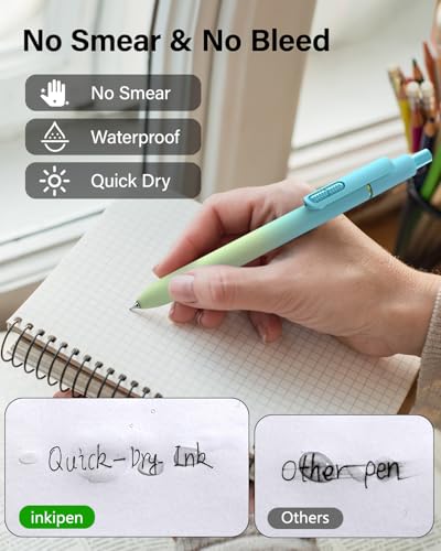 inkipen 8 Pcs Gel Pens-Black Ink, Fine Point(0.5mm),with Fidget Clip - color: 8PCS Multicolor
