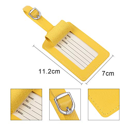 Vigorport Luggage Tags, Leather Personalized Suitcase Tag Set of 4 Pack - color: Yellow