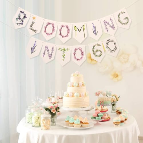 Floral 60th Birthday Banner Set - Floral Party Decorations, Blooming into 60 DIY Paper Garland, Elegant Flower Happy Birthday Bunting, Mom 60 Years Old Milestone Anniversary Party Backdrop Props(Blooming into 60) - color: Blooming into 60