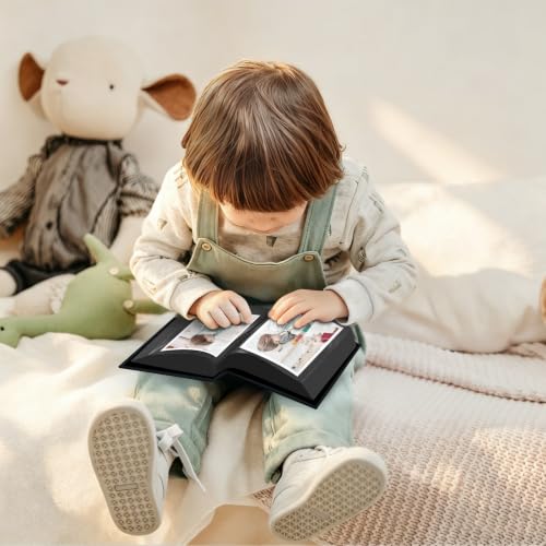 Popotop Photo Album 4x6 100 Pockets for Wedding Gifts,Linen Hardcover Picture Albums for Family Anniversary Baby Vacation Pictures - color: Black, size: 100 Pockets