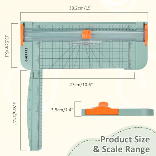 A4 Paper Cutter -12 Inch Paper Trimmer with 2pcs Replacement Blades with Safeguard Side Rulerfor Cut Gift Card,Coupon,Label, Cardstock,Photo - color: Green