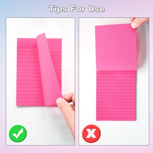 9 Pack Lined Sticky Notes 4X6 in Post Sticky Notes with Lines, Large Ruled Post Sticky Colorful Super Sticking Power Memo Pads Strong Adhesive (Pink Themed) - color: Light Pink, Red, Light Purple