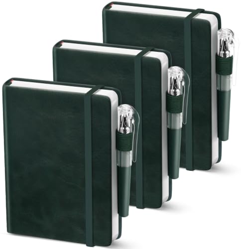 Oucaru Small Notebook 3 Pack, A6 Pocket Notebook, Mini Lined Journal - color: B-Pine Green, style: 3 Pack