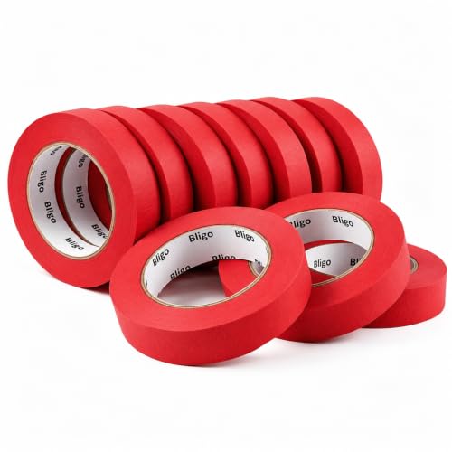 10 Pack Red Painters Tape Medium Adhesive 1 Inch x 55 Yards - color: Red