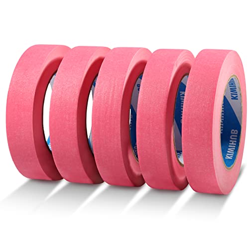 Pink Painters Tape,1 inch x 60 Yards x 5 Rolls (300 Yards Total) - color: Pink