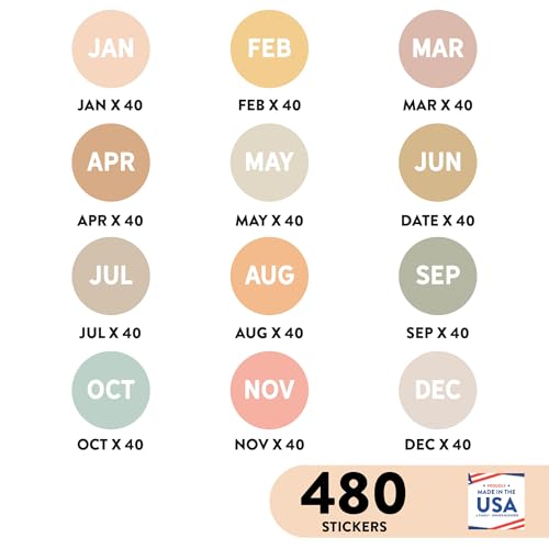 Andaz Press Desert Boho 0.75" Small Month Stickers, Round Monthly Stickers for Planners, Month Planner Stickers Journaling Stickers Planner Accessories for Journal Monthly Calendar Stickers, 480-Pack - color: Desert Boho Month Stickers
