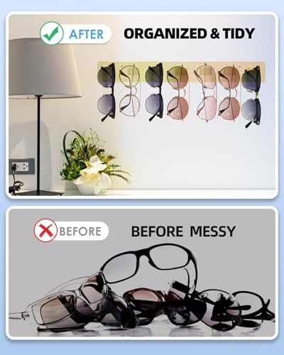 MaxGear Sunglasses Organizer Wall, 2-Pack Acrylic Eyewear Display Holder | Sunglasses Storage with 14 Slots, Includes Adhesive Tape & Screws, Wall Mounted Shelf for Closet, Cabinet, Iridescent - color: Iridescent