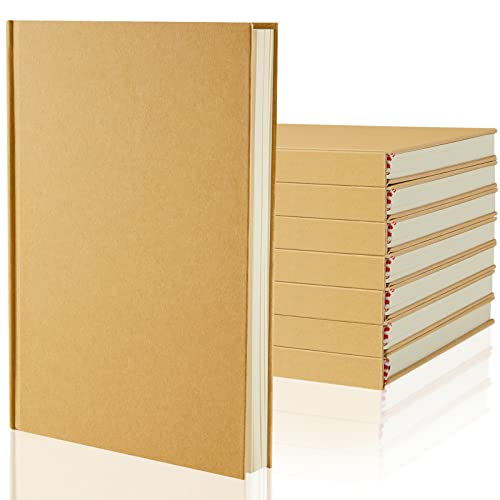 Henoyso 8 Pcs A5 Blank Notebook Journal Hardcover Sketchbook, 8.3 x 5.7 in - color: Brown, size: 8.3x5.7 Inch