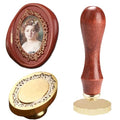 Oval Frame Wax Seal Stamp Embossed Brass Wax Seal Head with Wood Handle Retro Photo Frame Stamp Design for Wedding Invitations Sealing Letters Diplomas Scrapbooking-Style 8 - style: Style 8