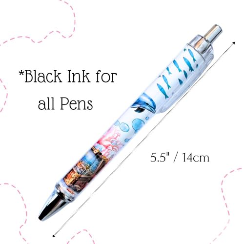 YJ PREMIUMS In the Ocean 6PC Pens- Bulk Fun Oceans Baby Shark Dolphin Fish Decorative Ink Retractable Black Cute Party Favors Beach Themed Office Gifts Fishing Sea Animal Cruise Favor Bags - style: Sea Animals