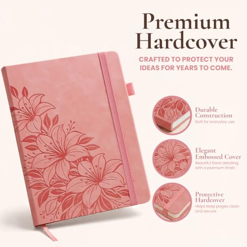 Lined Journal Notebook Hardcover Leather Bound 200 Pages A5 Pink Cute Diary - color: Pink, size: A5 200 Pages