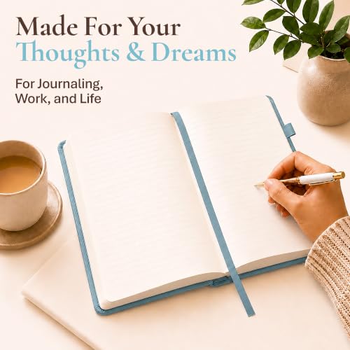Lined Journal Notebook Hardcover Leather Bound 200 Pages A4 Blue Cute Diary - color: Light Blue, size: A4 200 Pages