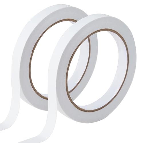 1/2" 2 Rolls Double Sided Adhesive Sticky Tape for Arts, DIY, Crafts, Photography, Scrapbooking, Card Making, Gift Wrapping, Office School Stationery Supplies, Home Supplies(Width: 12mm) - size: 1/2 inch