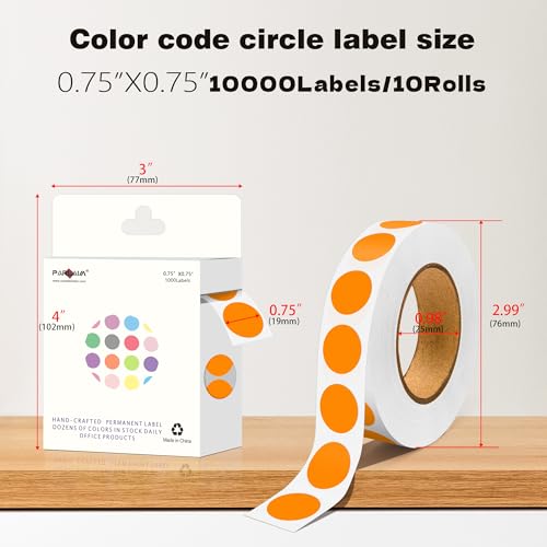 0.75 inch Colored Dot Stickers 4 Rolls 4000pcs Blue Round Marking Label - color: Orange, size: 10 Rolls-10000PCS
