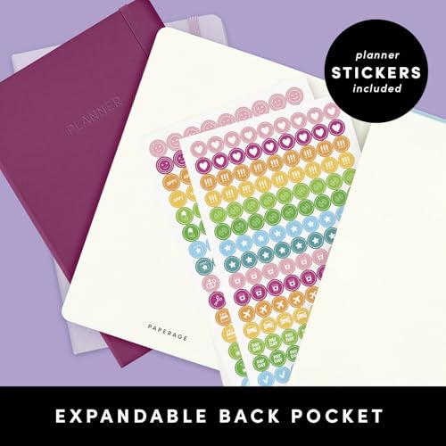 PAPERAGE Undated Weekly & Monthly Hardcover Planner (Green), 5.6 in x 8 in, Includes Lined Note Pages & 2 Sticker Sheets - color: Green, style: Casebound