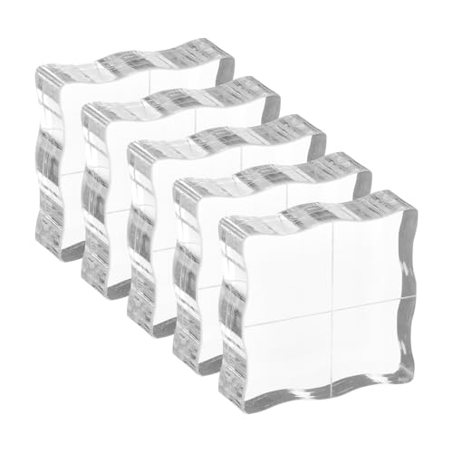 PATIKIL Acrylic Stamp Block, 5 Pack Stamping Block Square Shape with Grid Lines Decorative Mounting Blocks Set for Scrapbooking DIY Crafts Cards Making, 1" x 1" - size: 1" x 1"