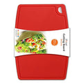 Liflicon Thick Silicone Cutting Board 12.6'' x 9.1'' Juice Grooves Easy Grip Handle Dishwasher Safe-Red - color: Red, size: 12.6"L x 9.1"W
