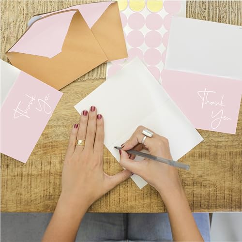 VNS Creations Thank You Cards With Envelopes - 100 Pack 4 x 6 Blank - Pink - color: Pink, size: 100 Pack - 4" x 6" (Value Pack)