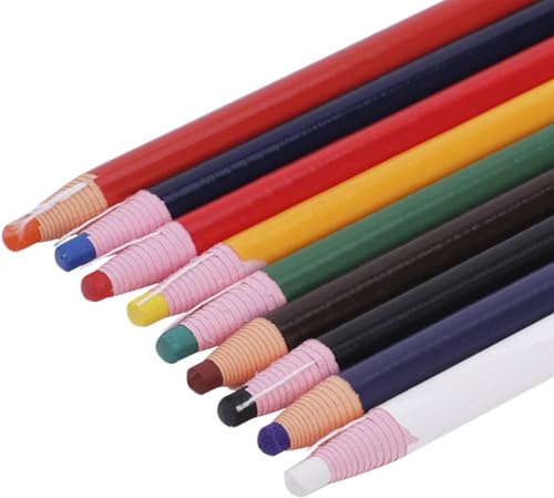 9 Pcs Assorted Colors Peel-Off China Marker Grease Wax Pencils for Glass, Garments, Cellophane, Fabric, Wood, Metal, Art Crayons Marking Pencils Paper-Wrapped Painting Pen for Drawing Coloring