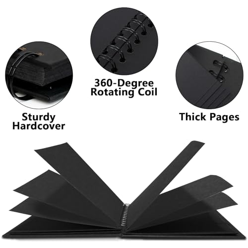 Vienrose DIY Scrapbook Album 8x8 Hardcover Kraft 40 Pages Black - color: Black, size: 8X8 Inch 40 Pages