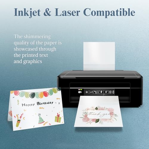 Goefun White Shimmer 5x7 Blank Cards and Envelopes 100 Pack - color: Shimmer White A7, size: 5x7