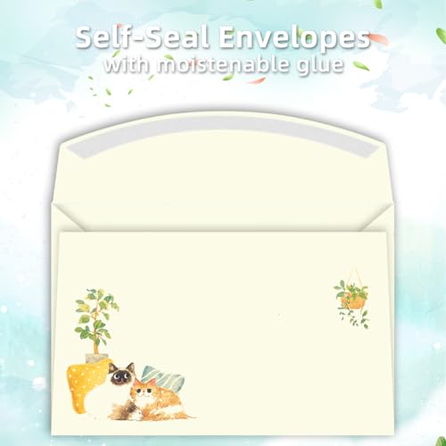 72 Pieces Cute Cat Writing Paper and Envelopes, 8.3x5.6 Inch Stationery Set