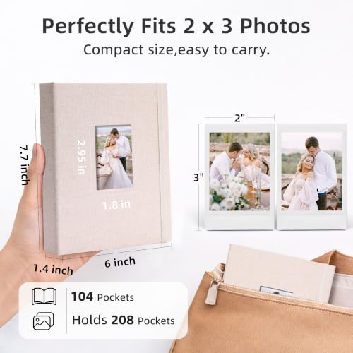 Vienrose Mini Polaroid Photo Album 208 Photos 2x3 Inch Beige 2 PACK - color: Beige, size: 2 PACK