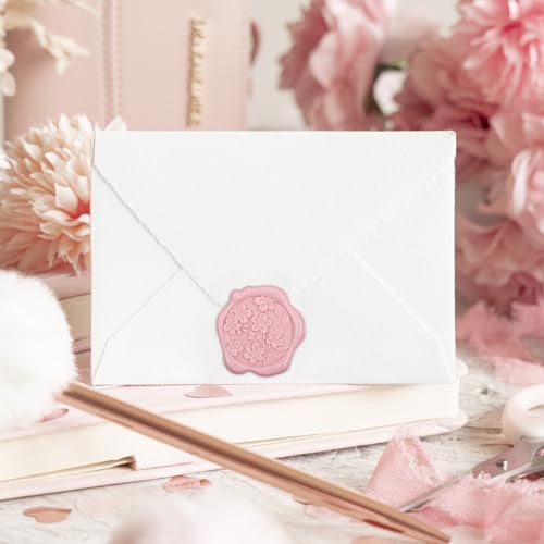 60 Pcs Wax Seal Stickers, Blush Pink, 4 Flower Styles - color: 4 Flower Styles- Blush Pink