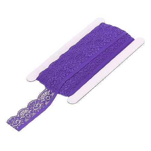 MECCANIXITY Lace Trim Vintage Crochet 0.98" x 10yards Purple Stretch Lace Ribbon for DIY Scrapbooking Clothes Fabric Wedding Decoration Gift Wrap - color: Purple, size: 1" x 10 Yards